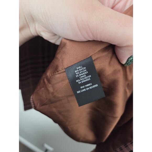Torrid Studio Ponte Double Breasted Relaxed Blazer Plus Size 4X Brown Plaid - Picture 5 of 6